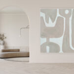 Abstracción Geométrica Orgánica en Tonos Neutros para Espacios Relajantes