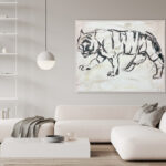 Tigre en Trazos Monocromáticos para Interiores con Carácter Minimalista
