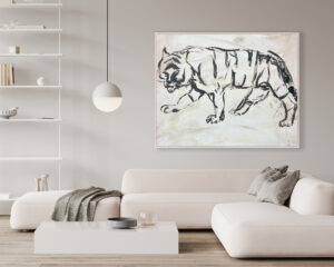 Tigre en Trazos Monocromáticos para Interiores con Carácter Minimalista