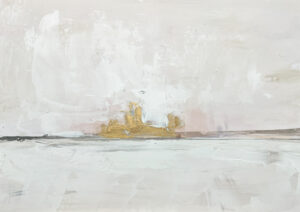 Paisaje Abstracto Sereno: Toques Dorados sobre Neutros Luminosos