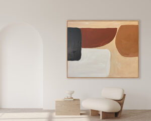 Geometría Abstracta Orgánica en Tonos Tierra para Espacios Serenos