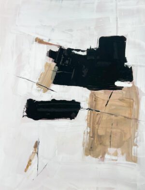 Abstracción Gestual en Contraste: Negro Intenso sobre Neutros Texturados