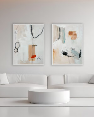 Abstracción Fluida con Toques de Color para Interiores Modernos y Luminosos