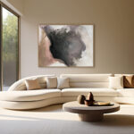 Abstracción Profunda en Tonos Neutros y Rosados para Espacios Sofisticados