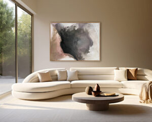 Abstracción Profunda en Tonos Neutros y Rosados para Espacios Sofisticados