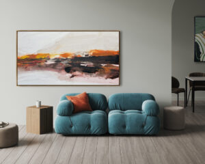 Paisaje Abstracto con Atardecer Vibrante para Interiores Modernos