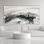 Abstracción Flotante en Blanco y Negro para Interiores Minimalistas