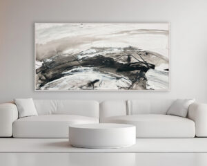 Abstracción Flotante en Blanco y Negro para Interiores Minimalistas