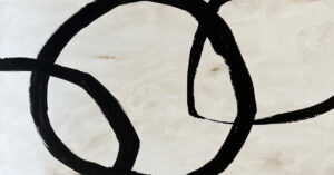 Arte abstracto moderno líneas negras orgánicas fondo blanco texturizado | Cuadro minimalista contemporáneo