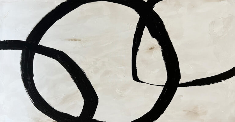 Arte abstracto moderno líneas negras orgánicas fondo blanco texturizado | Cuadro minimalista contemporáneo