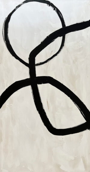 Arte abstracto moderno líneas negras orgánicas fondo blanco texturizado | Cuadro minimalista contemporáneo