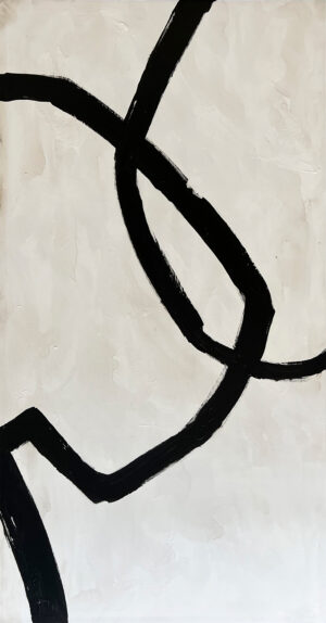 Arte abstracto moderno líneas negras orgánicas fondo blanco texturizado | Cuadro minimalista contemporáneo