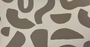 Cuadro abstracto moderno en tonos tierra con formas orgánicas