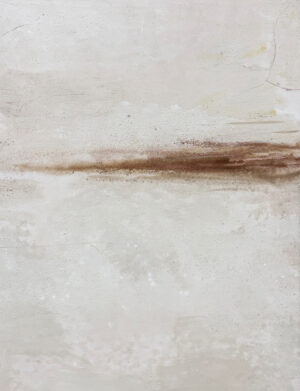 Cuadro abstracto minimalista con línea horizontal en tonos tierra