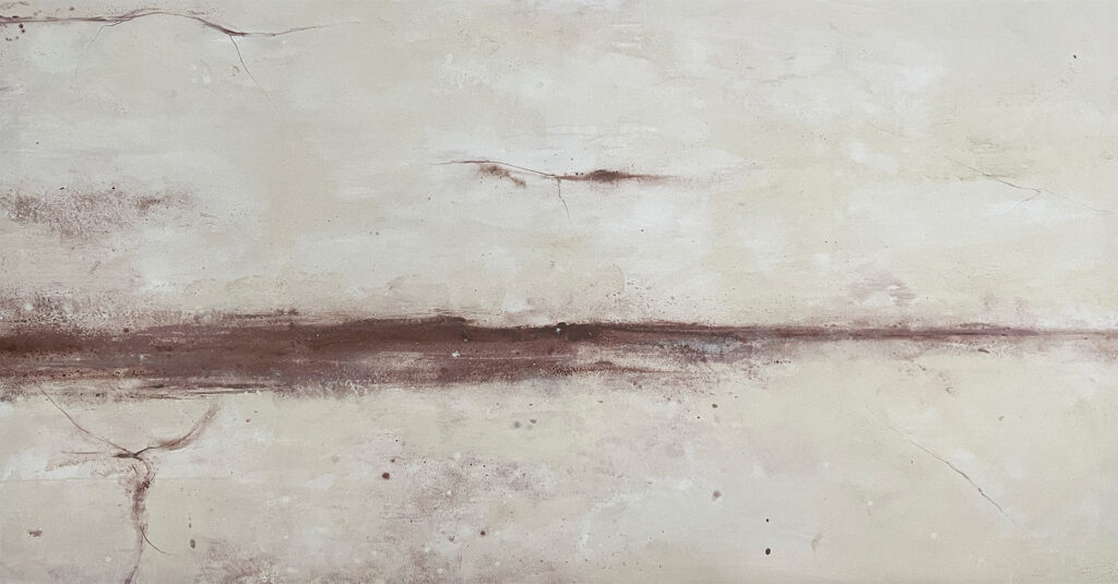 Cuadro abstracto horizontal en tonos neutros y tierra