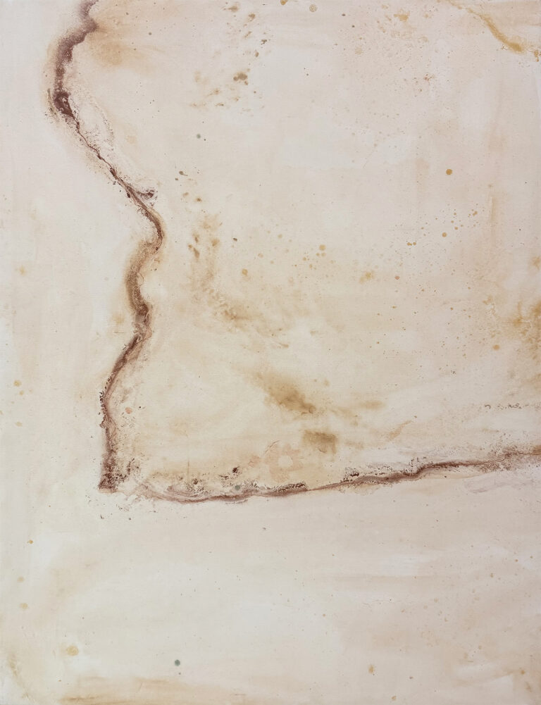 Cuadro abstracto contemporáneo en tonos claros y orgánicos