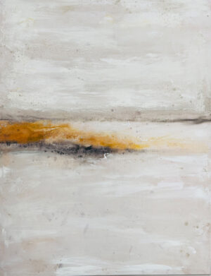 Cuadro abstracto moderno con línea horizontal y tonos cálidos