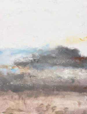 Cuadro abstracto inspirado en paisaje en tonos tierra