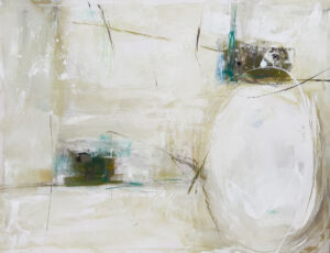 Cuadro abstracto texturizado con composición geométrica en tonos claros