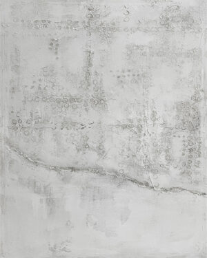 Lienzo abstracto en gris con textura de cuadrícula y grieta diagonal