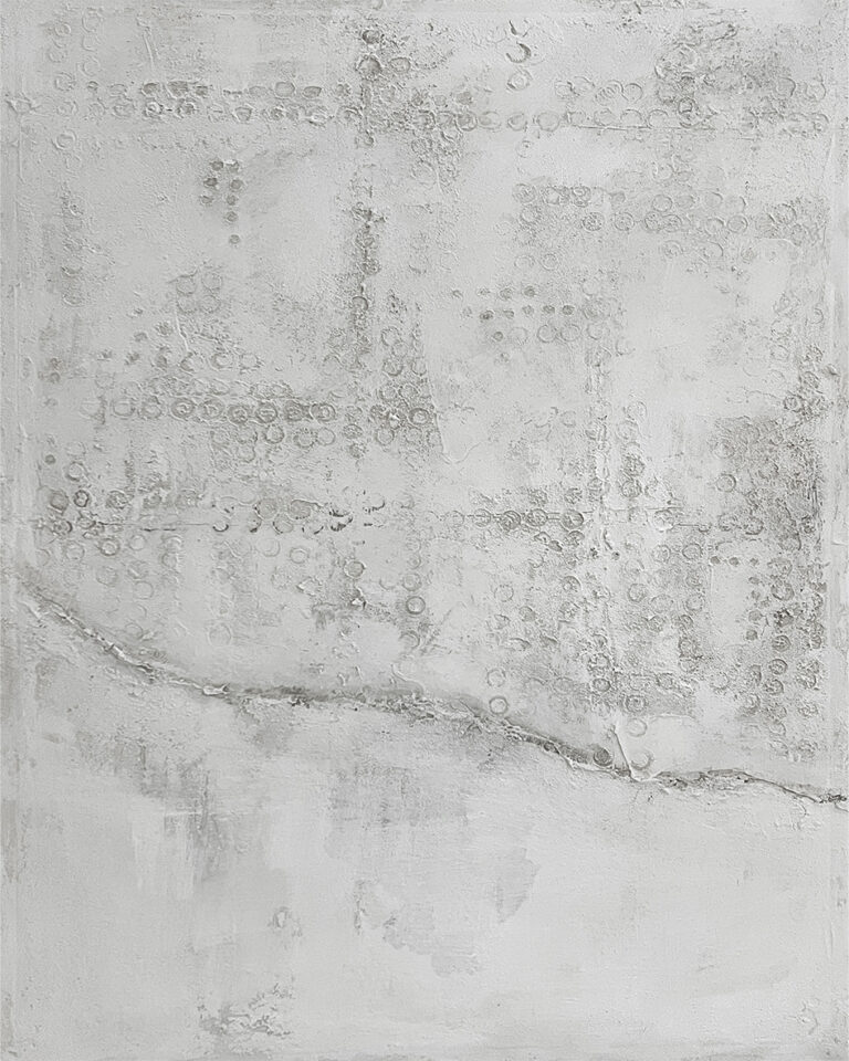 Lienzo abstracto en gris con textura de cuadrícula y grieta diagonal