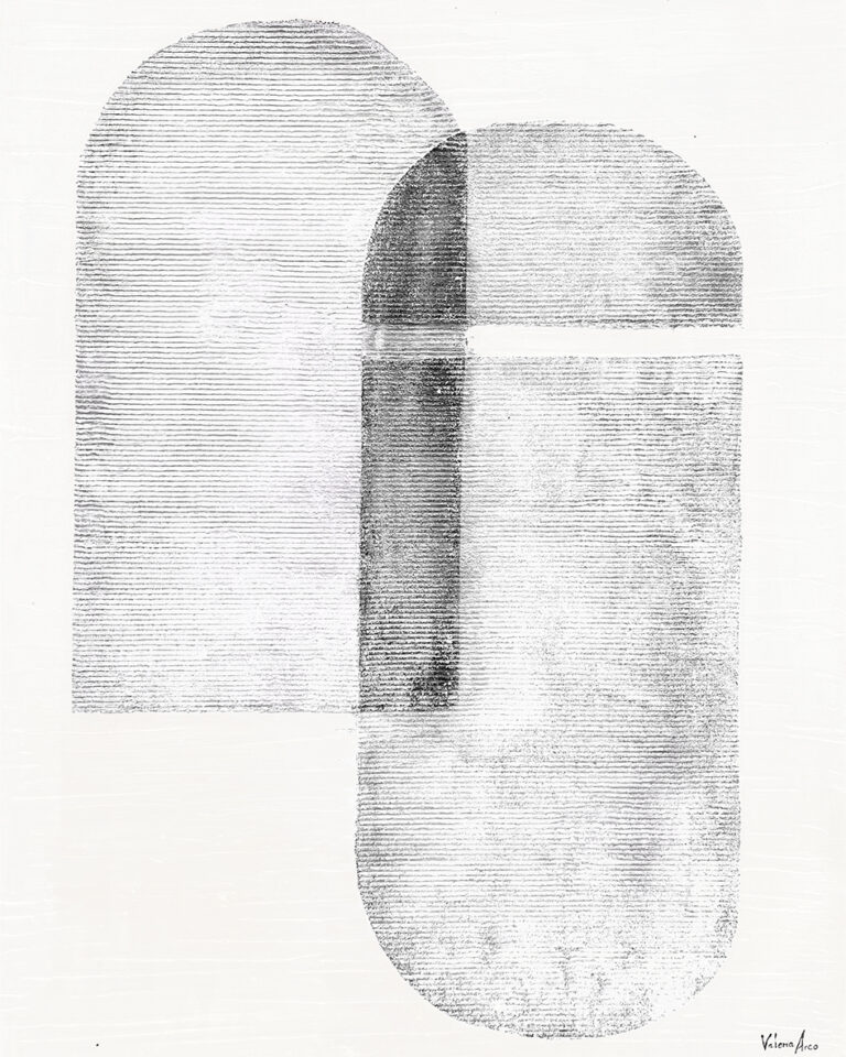 Lienzo abstracto con formas de arco en blanco roto