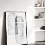 Ambiente Lienzo abstracto con formas de arco en blanco roto