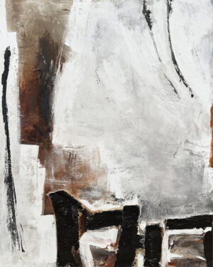 Lienzo abstracto con bloque diagonal en tonos óxido